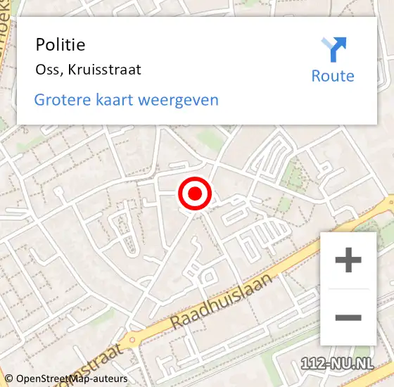 Locatie op kaart van de 112 melding: Politie Oss, Kruisstraat op 19 december 2023 17:41