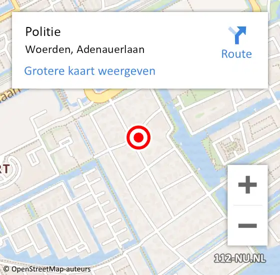 Locatie op kaart van de 112 melding: Politie Woerden, Adenauerlaan op 19 december 2023 17:41