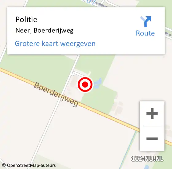 Locatie op kaart van de 112 melding: Politie Neer, Boerderijweg op 19 december 2023 17:43