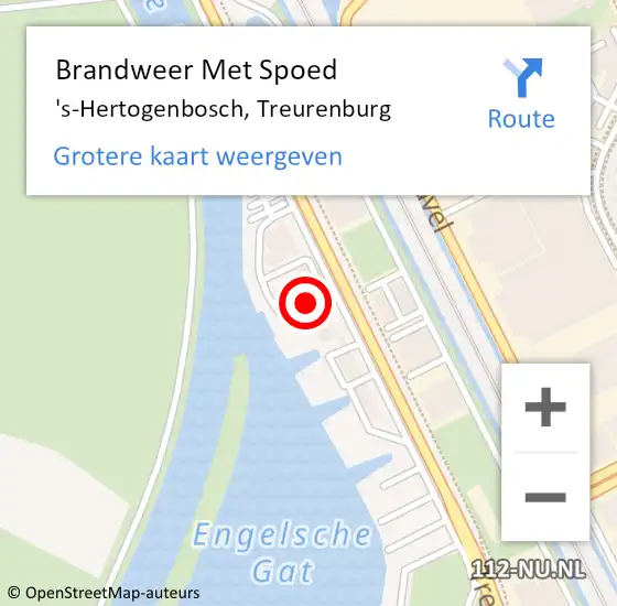 Locatie op kaart van de 112 melding: Brandweer Met Spoed Naar 's-Hertogenbosch, Treurenburg op 19 december 2023 18:40