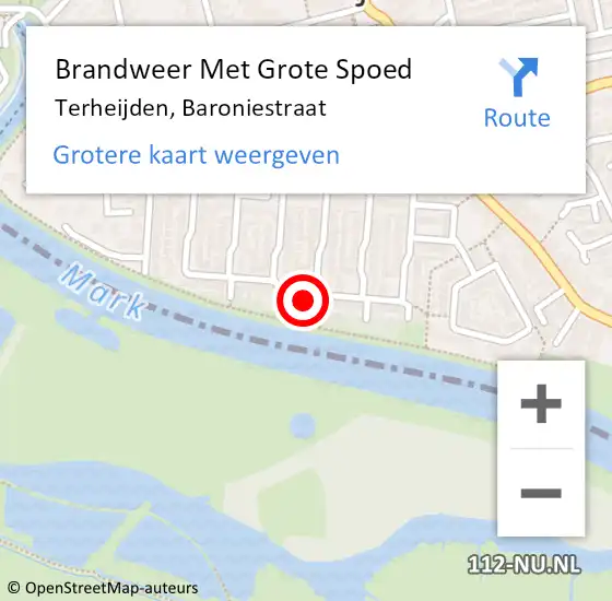 Locatie op kaart van de 112 melding: Brandweer Met Grote Spoed Naar Terheijden, Baroniestraat op 19 december 2023 19:28