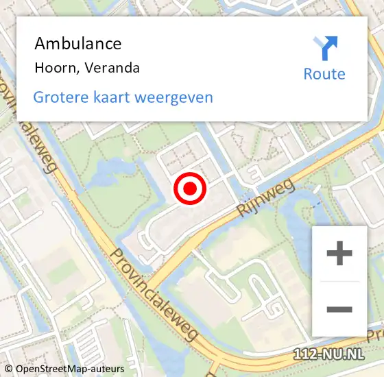 Locatie op kaart van de 112 melding: Ambulance Hoorn, Veranda op 19 december 2023 19:29