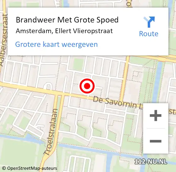 Locatie op kaart van de 112 melding: Brandweer Met Grote Spoed Naar Amsterdam, Ellert Vlieropstraat op 19 december 2023 19:37