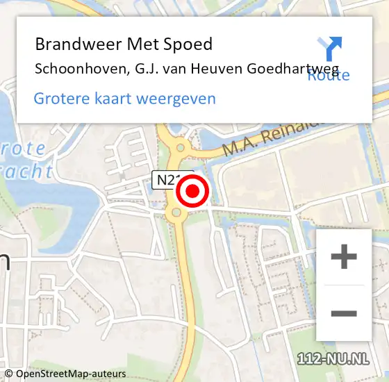 Locatie op kaart van de 112 melding: Brandweer Met Spoed Naar Schoonhoven, G.J. van Heuven Goedhartweg op 19 december 2023 19:46