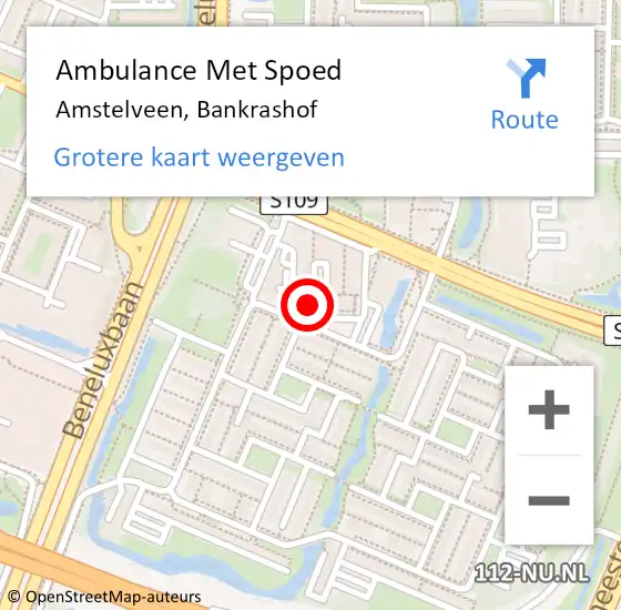 Locatie op kaart van de 112 melding: Ambulance Met Spoed Naar Amstelveen, Bankrashof op 19 december 2023 20:02