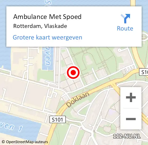 Locatie op kaart van de 112 melding: Ambulance Met Spoed Naar Rotterdam, Vlaskade op 19 december 2023 20:11
