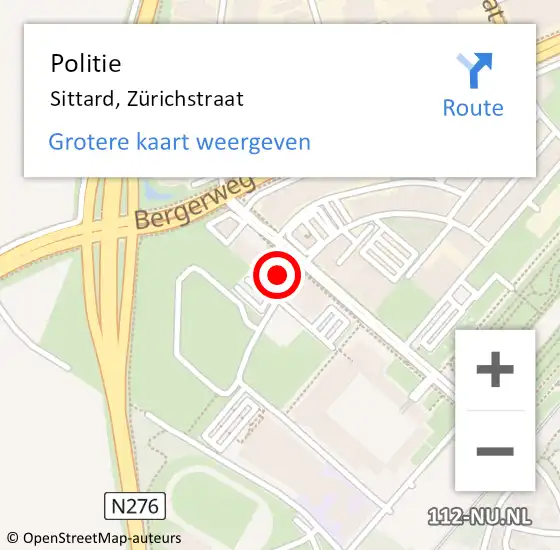 Locatie op kaart van de 112 melding: Politie Sittard, Zürichstraat op 19 december 2023 20:16