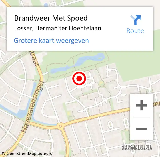 Locatie op kaart van de 112 melding: Brandweer Met Spoed Naar Losser, Herman ter Hoentelaan op 19 december 2023 20:21