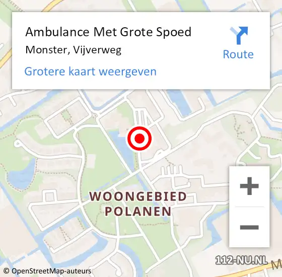 Locatie op kaart van de 112 melding: Ambulance Met Grote Spoed Naar Monster, Vijverweg op 19 december 2023 20:33