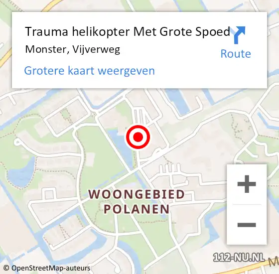 Locatie op kaart van de 112 melding: Trauma helikopter Met Grote Spoed Naar Monster, Vijverweg op 19 december 2023 20:33