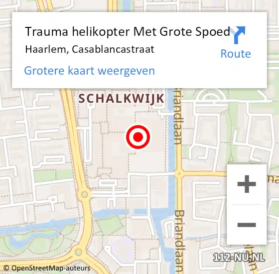 Locatie op kaart van de 112 melding: Trauma helikopter Met Grote Spoed Naar Haarlem, Casablancastraat op 19 december 2023 20:33