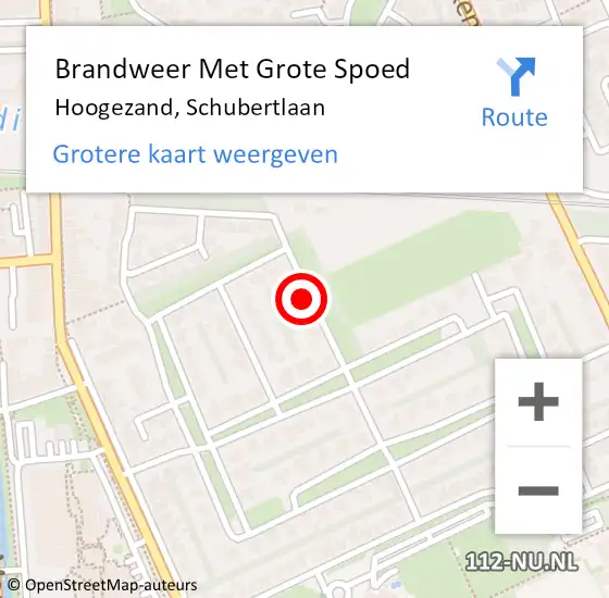 Locatie op kaart van de 112 melding: Brandweer Met Grote Spoed Naar Hoogezand, Schubertlaan op 19 december 2023 20:39