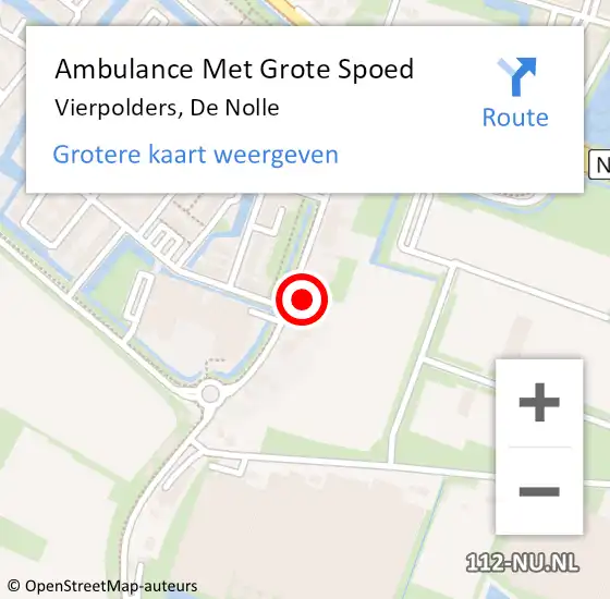 Locatie op kaart van de 112 melding: Ambulance Met Grote Spoed Naar Vierpolders, De Nolle op 19 december 2023 20:41