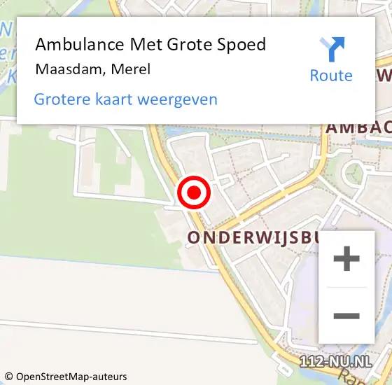 Locatie op kaart van de 112 melding: Ambulance Met Grote Spoed Naar Maasdam, Merel op 19 december 2023 20:43