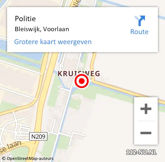 Locatie op kaart van de 112 melding: Politie Bleiswijk, Voorlaan op 19 december 2023 20:48
