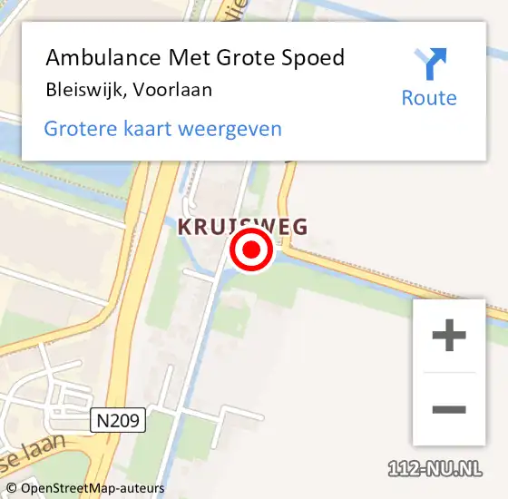 Locatie op kaart van de 112 melding: Ambulance Met Grote Spoed Naar Bleiswijk, Voorlaan op 19 december 2023 20:55