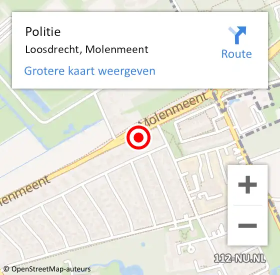 Locatie op kaart van de 112 melding: Politie Loosdrecht, Molenmeent op 19 december 2023 20:55