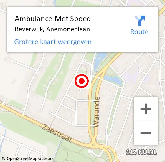 Locatie op kaart van de 112 melding: Ambulance Met Spoed Naar Beverwijk, Anemonenlaan op 19 december 2023 21:25