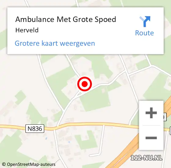Locatie op kaart van de 112 melding: Ambulance Met Grote Spoed Naar Herveld op 19 december 2023 21:30