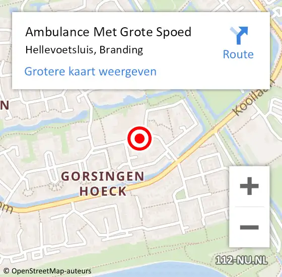Locatie op kaart van de 112 melding: Ambulance Met Grote Spoed Naar Hellevoetsluis, Branding op 19 december 2023 22:01