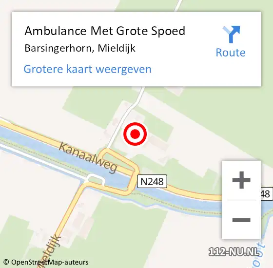 Locatie op kaart van de 112 melding: Ambulance Met Grote Spoed Naar Barsingerhorn, Mieldijk op 19 december 2023 23:02