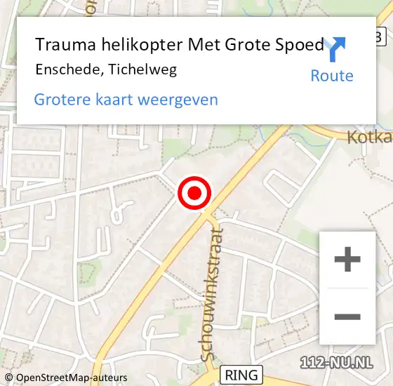 Locatie op kaart van de 112 melding: Trauma helikopter Met Grote Spoed Naar Enschede, Tichelweg op 19 december 2023 23:14
