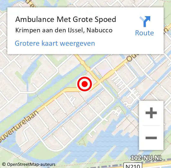 Locatie op kaart van de 112 melding: Ambulance Met Grote Spoed Naar Krimpen aan den IJssel, Nabucco op 20 december 2023 00:31