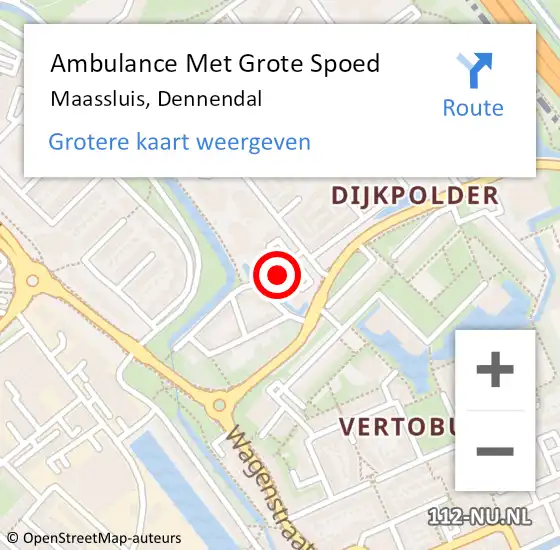 Locatie op kaart van de 112 melding: Ambulance Met Grote Spoed Naar Maassluis, Dennendal op 20 december 2023 03:39