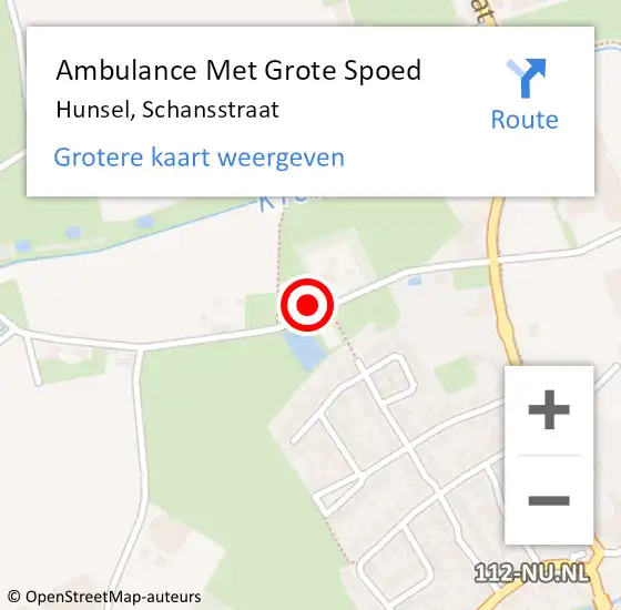 Locatie op kaart van de 112 melding: Ambulance Met Grote Spoed Naar Hunsel, Schansstraat op 20 december 2023 04:32