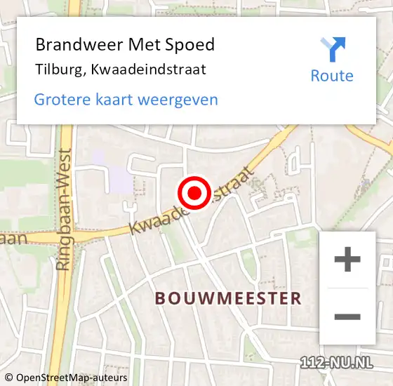 Locatie op kaart van de 112 melding: Brandweer Met Spoed Naar Tilburg, Kwaadeindstraat op 20 december 2023 04:36