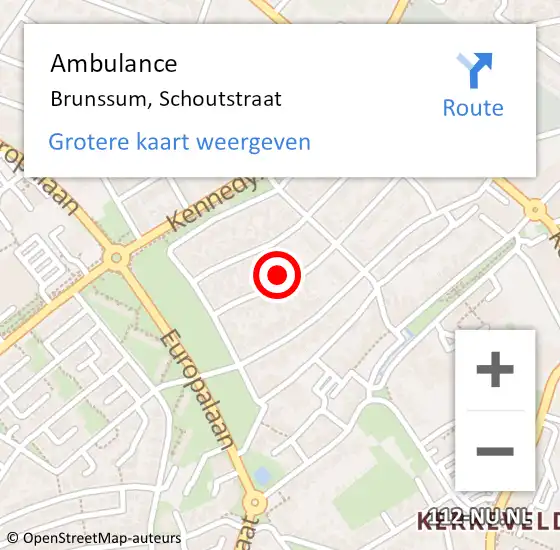 Locatie op kaart van de 112 melding: Ambulance Brunssum, Schoutstraat op 19 september 2014 06:37