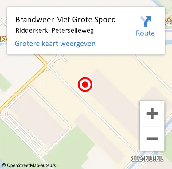 Locatie op kaart van de 112 melding: Brandweer Met Grote Spoed Naar Ridderkerk, Peterselieweg op 20 december 2023 07:09