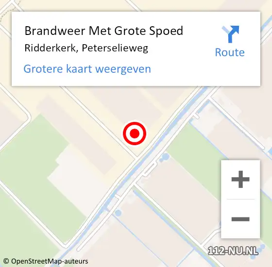 Locatie op kaart van de 112 melding: Brandweer Met Grote Spoed Naar Ridderkerk, Peterselieweg op 20 december 2023 07:09