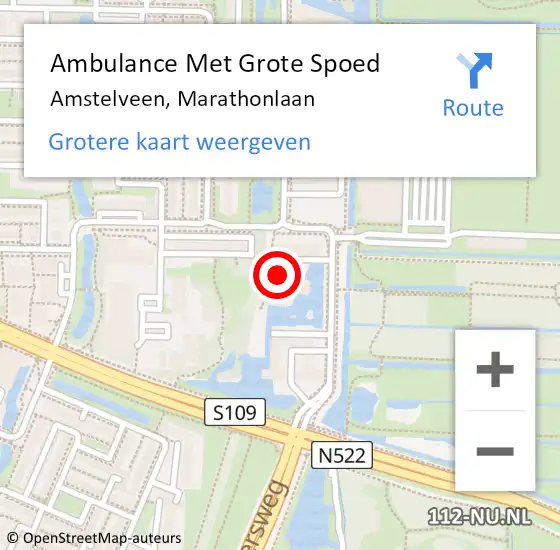 Locatie op kaart van de 112 melding: Ambulance Met Grote Spoed Naar Amstelveen, Marathonlaan op 20 december 2023 07:25