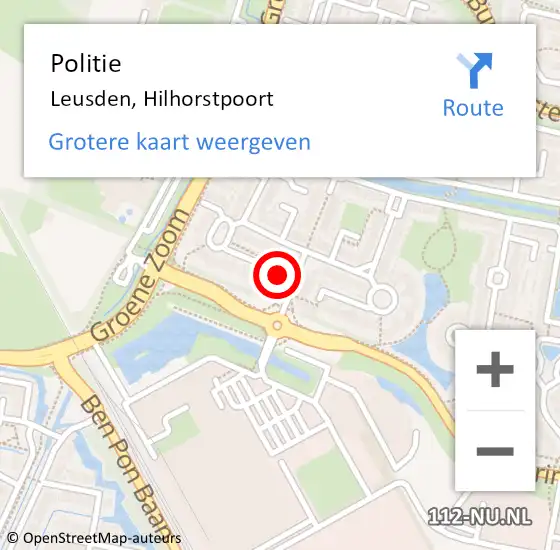 Locatie op kaart van de 112 melding: Politie Leusden, Hilhorstpoort op 20 december 2023 08:03