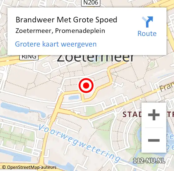 Locatie op kaart van de 112 melding: Brandweer Met Grote Spoed Naar Zoetermeer, Promenadeplein op 20 december 2023 08:25