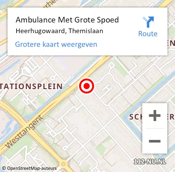 Locatie op kaart van de 112 melding: Ambulance Met Grote Spoed Naar Heerhugowaard, Themislaan op 20 december 2023 08:27