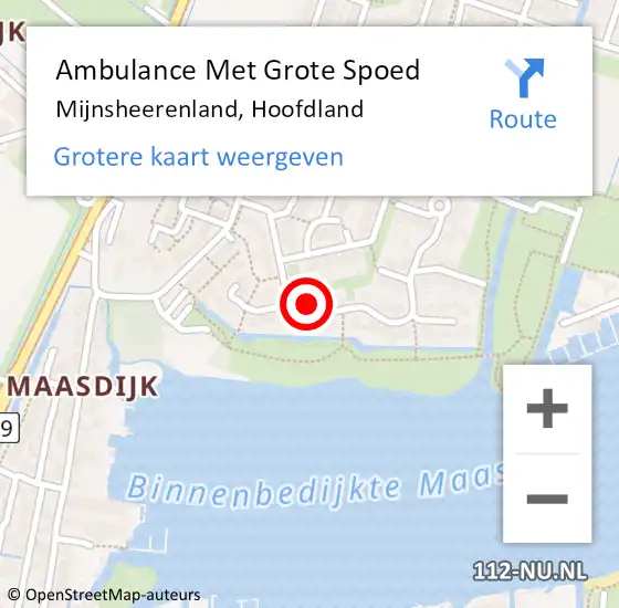 Locatie op kaart van de 112 melding: Ambulance Met Grote Spoed Naar Mijnsheerenland, Hoofdland op 20 december 2023 09:34