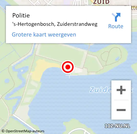 Locatie op kaart van de 112 melding: Politie 's-Hertogenbosch, Zuiderstrandweg op 20 december 2023 10:06