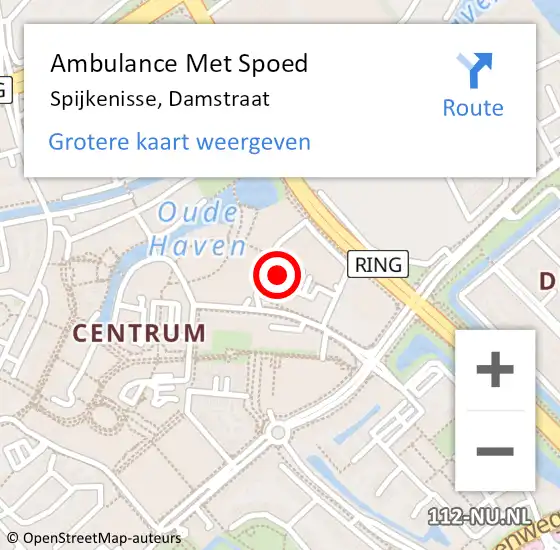 Locatie op kaart van de 112 melding: Ambulance Met Spoed Naar Spijkenisse, Damstraat op 20 december 2023 10:22