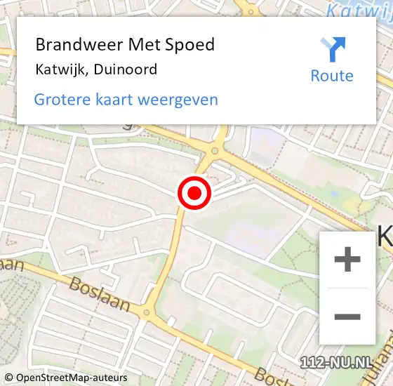 Locatie op kaart van de 112 melding: Brandweer Met Spoed Naar Katwijk, Duinoord op 20 december 2023 10:22