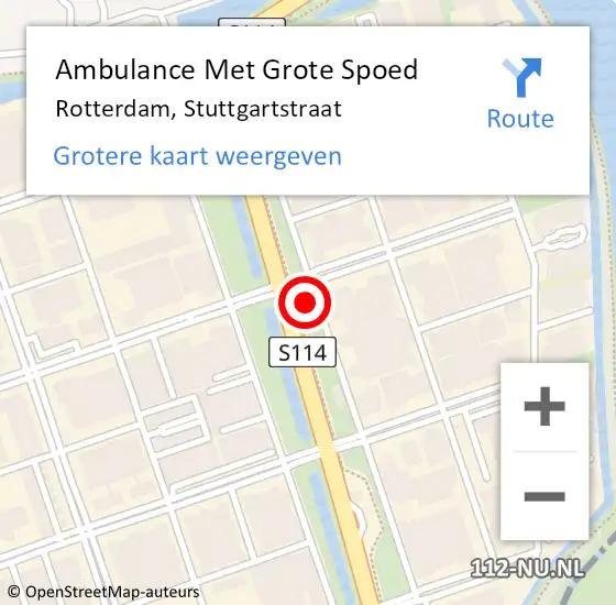 Locatie op kaart van de 112 melding: Ambulance Met Grote Spoed Naar Rotterdam, Stuttgartstraat op 20 december 2023 10:34