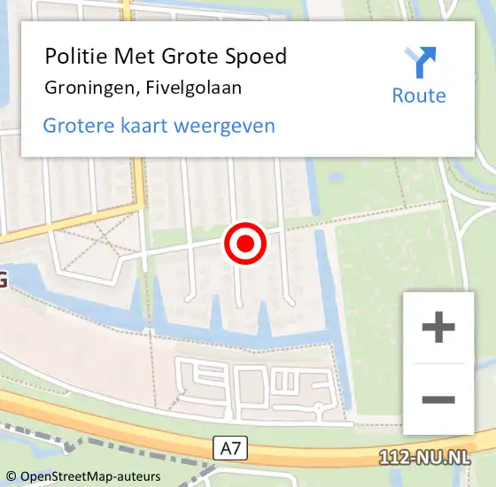 Locatie op kaart van de 112 melding: Politie Met Grote Spoed Naar Groningen, Fivelgolaan op 20 december 2023 10:34