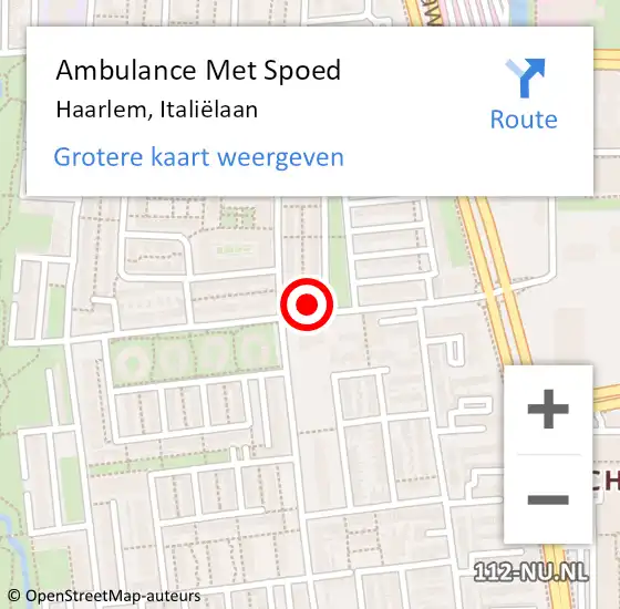 Locatie op kaart van de 112 melding: Ambulance Met Spoed Naar Haarlem, Italiëlaan op 20 december 2023 11:21