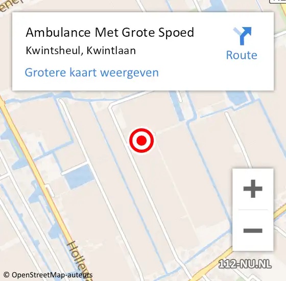 Locatie op kaart van de 112 melding: Ambulance Met Grote Spoed Naar Kwintsheul, Kwintlaan op 20 december 2023 11:23