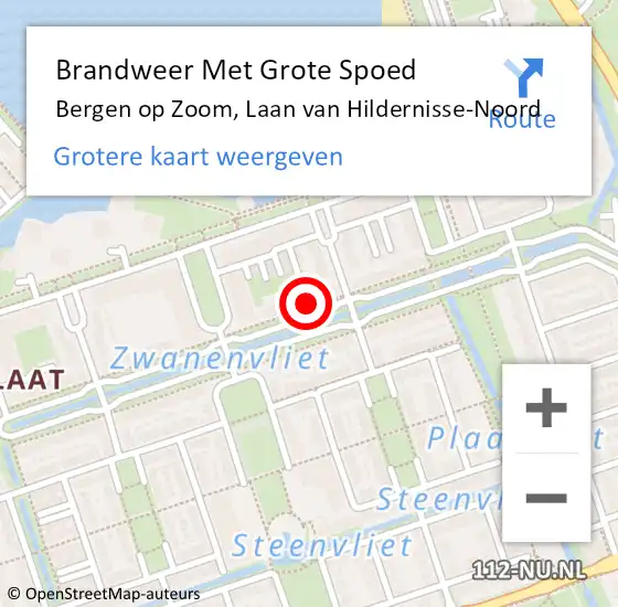 Locatie op kaart van de 112 melding: Brandweer Met Grote Spoed Naar Bergen op Zoom, Laan van Hildernisse-Noord op 20 december 2023 12:05