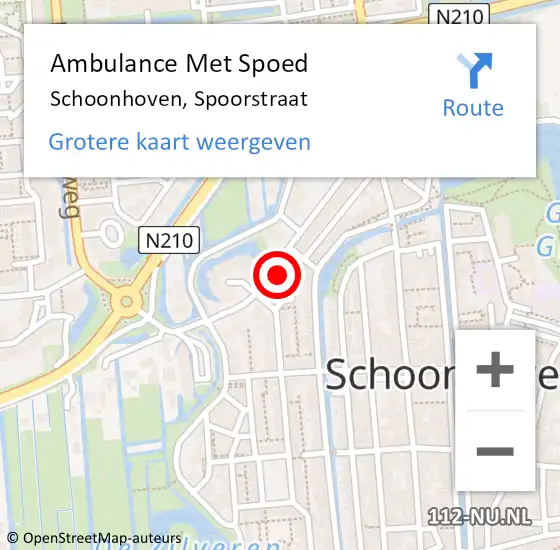 Locatie op kaart van de 112 melding: Ambulance Met Spoed Naar Schoonhoven, Spoorstraat op 20 december 2023 12:13