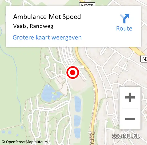 Locatie op kaart van de 112 melding: Ambulance Met Spoed Naar Vaals, Randweg op 19 september 2014 07:56