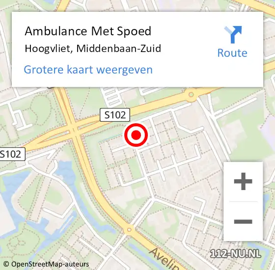 Locatie op kaart van de 112 melding: Ambulance Met Spoed Naar Hoogvliet, Middenbaan-Zuid op 20 december 2023 12:38