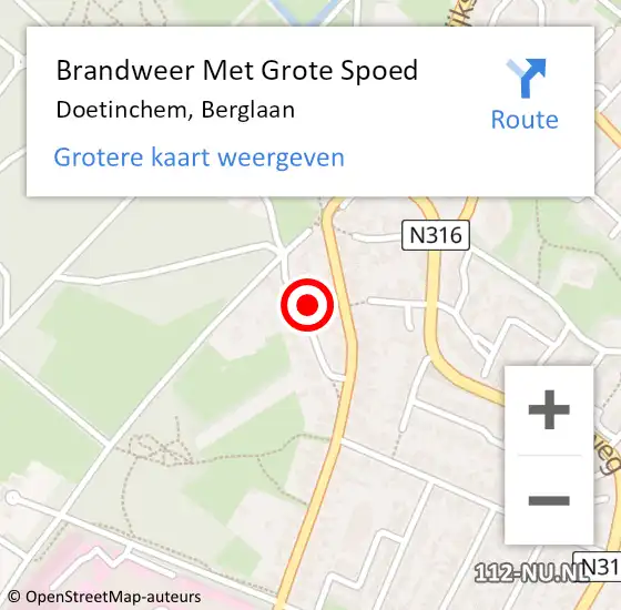 Locatie op kaart van de 112 melding: Brandweer Met Grote Spoed Naar Doetinchem, Berglaan op 20 december 2023 12:58